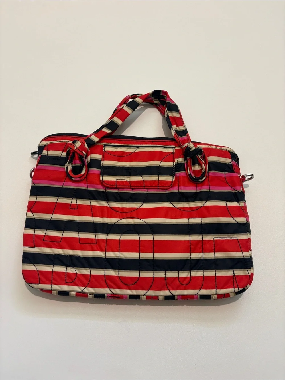 Marc by Marc Jacobs Workwear Striped Laptop Bag - Red, Black & Cream